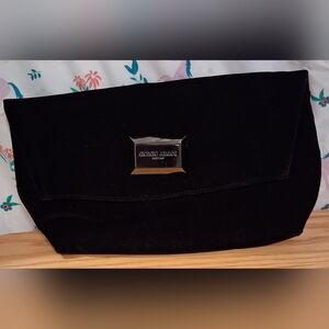 EUC Giorgio Armani Black Velvet Fold Over Cosmetic Beauty Travel Clutch Bag